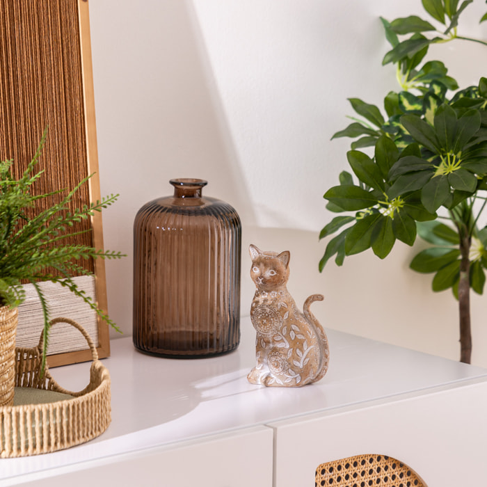 Chat Lindo H.18,5cm résine beige