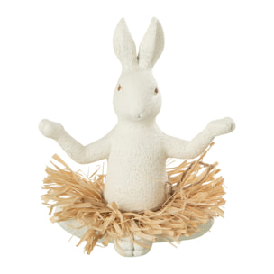 J-Line figurine Lapin Assis Yoga - pierre - blanc