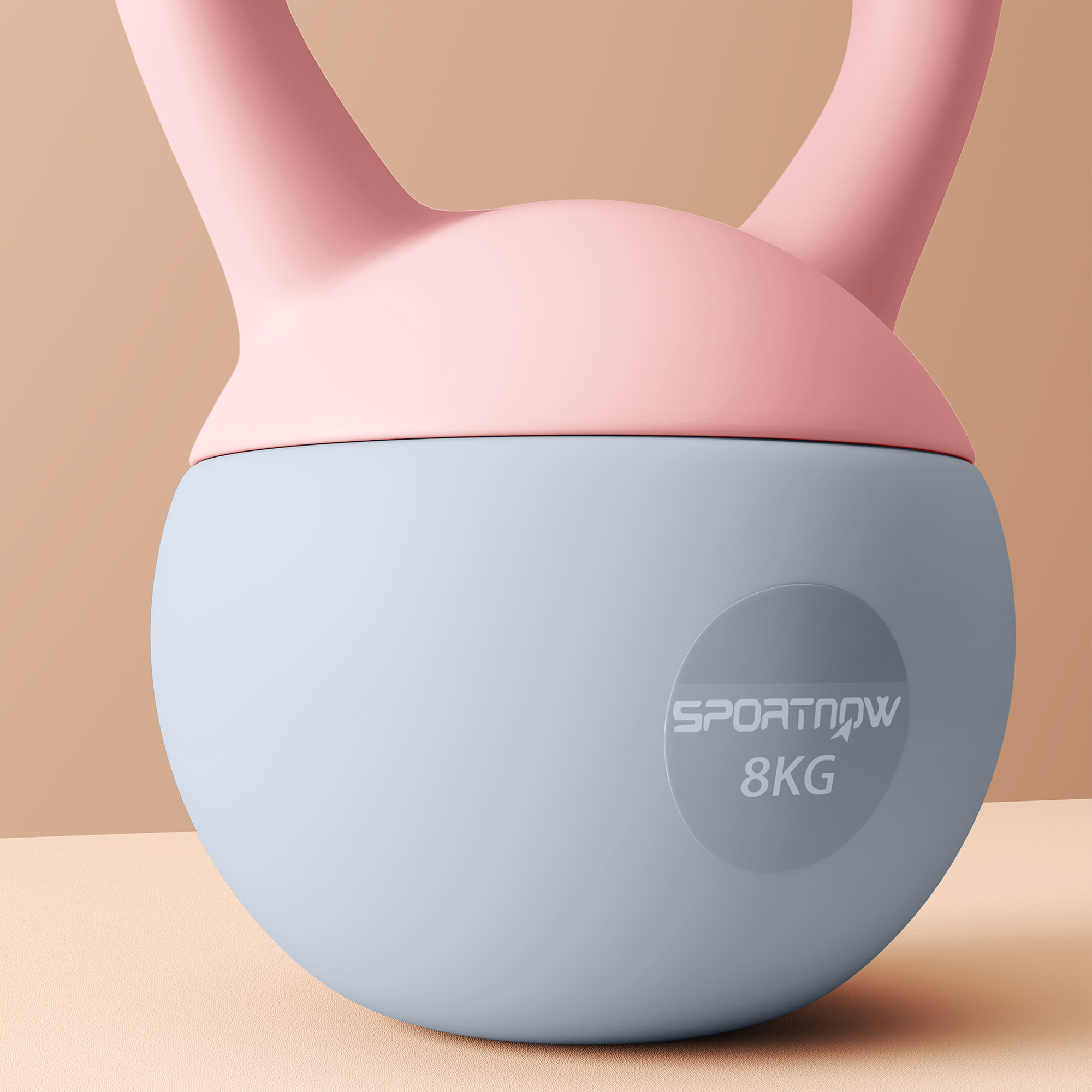 Pesa Rusa 8 kg, Soft Kettlebell Relleno de Arena Metálica y Mango Antideslizante, para Entrenamiento Culturismo en Casa, Gimnasio, Rosa Palo y Gris