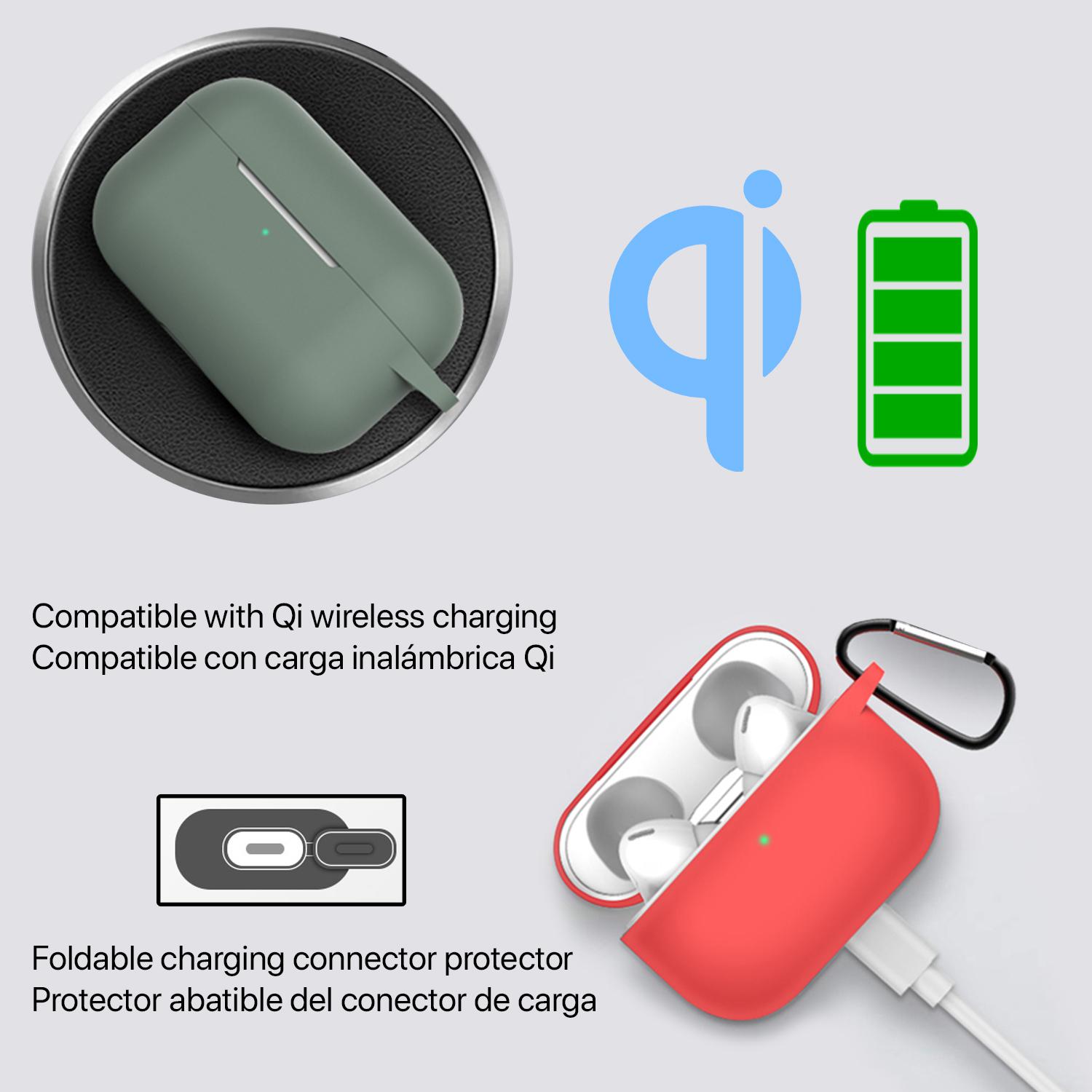 Funda de silicona para base de carga de AirPods Pro, con mosquetón