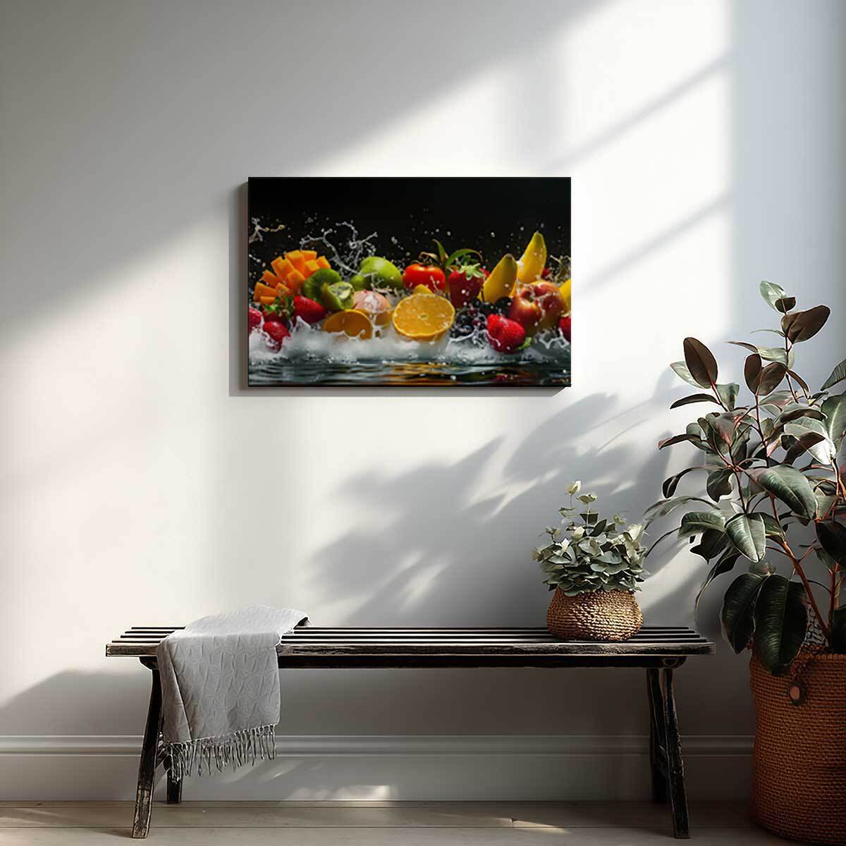 Tableau éclat fruité sur fond noir Toile imprimée