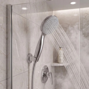 Pommeau de douche Nino Ø80 mm – Chrome / Gris TPR – Jet pluie économique