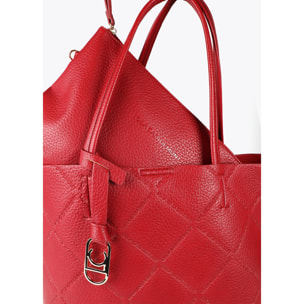 Shopper effetto pelle monogramma con logo ovale pendente