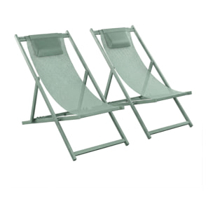 Mezzaluna - Set di 2 sdraio pieghevoli 59x97x104 cm da giardino in alluminio e textilene salvia