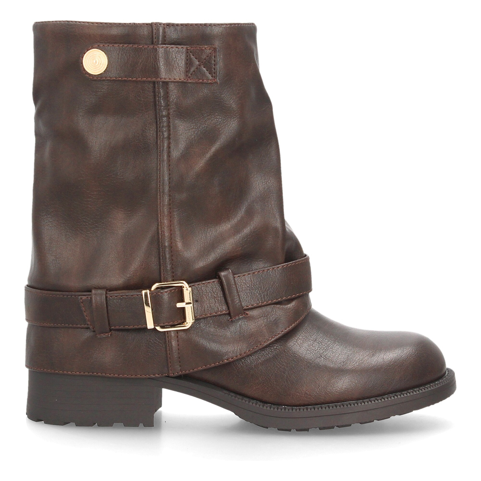 Botines moteros con correas decorativas para mujer
