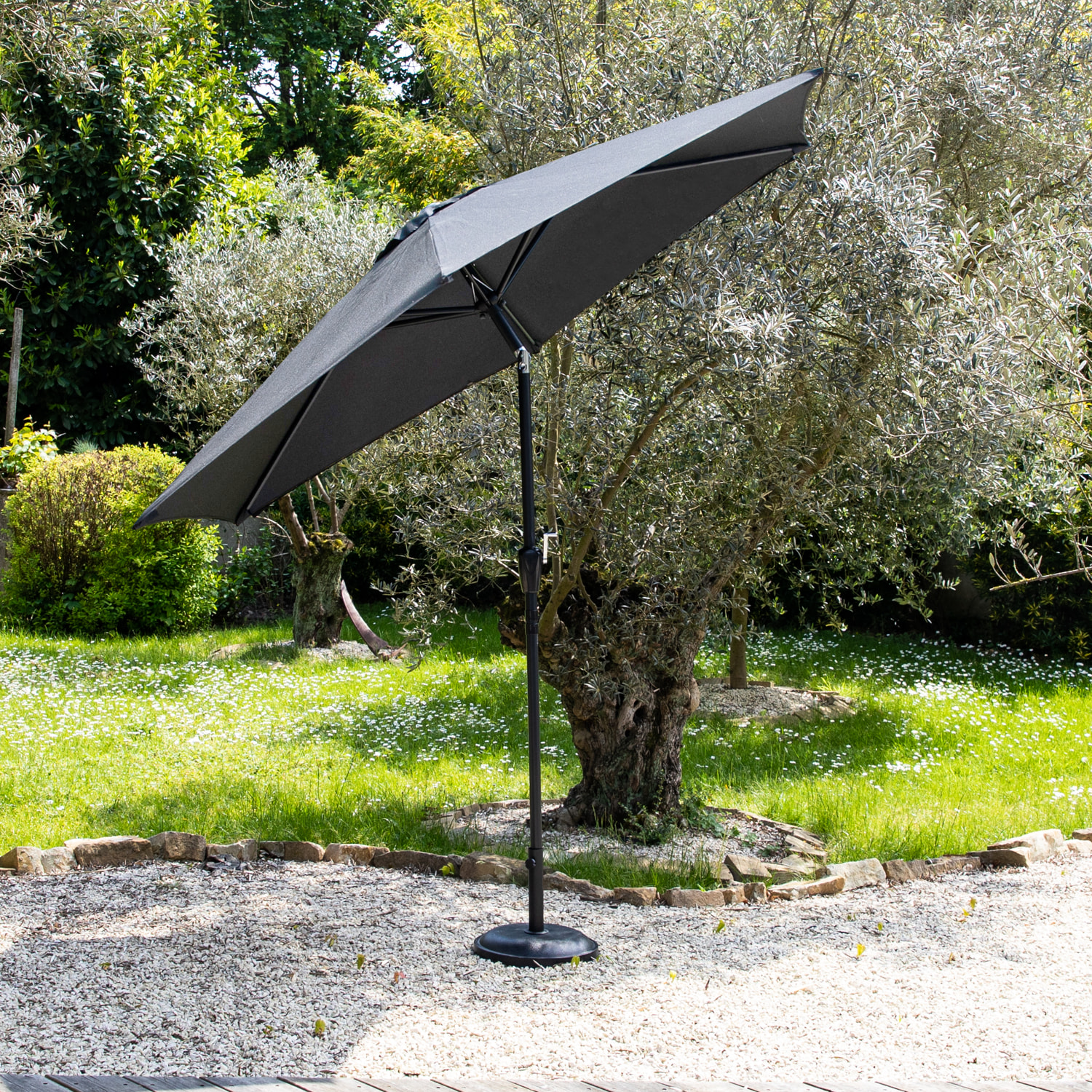 Parasol droit HAPUNA rond - Gris