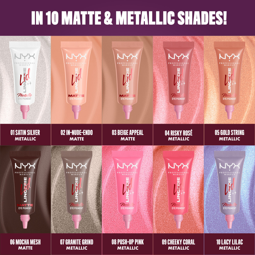NYX Professional Makeup Lid Lingerie Ombre à Paupières Liquide Fini Mat ou Métallique GOLD STRING