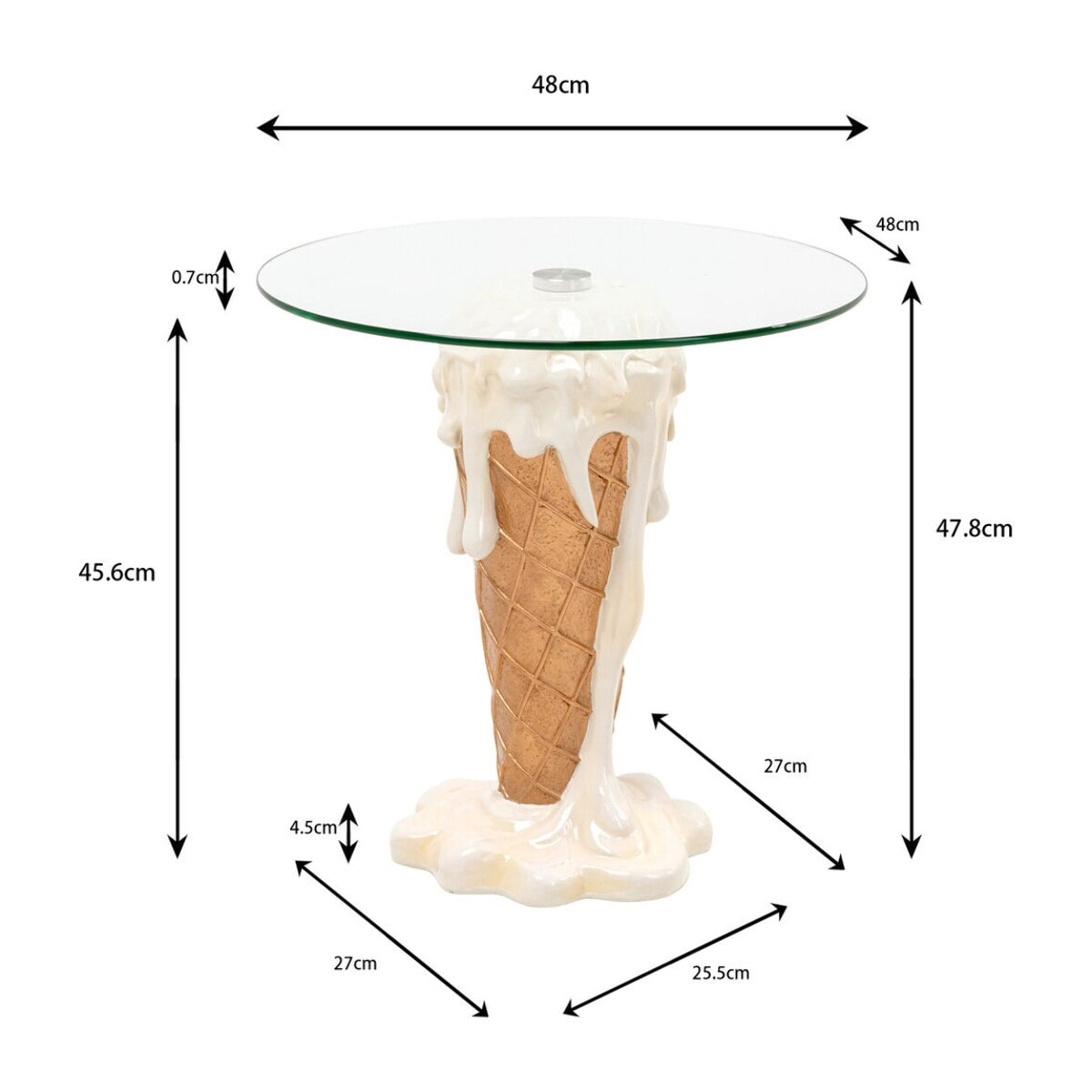 Table d'appoint glace 48cm vanille Kare Design