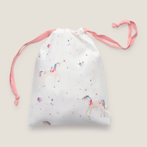 Bolsa de algodón estampada unicornios Larita color blanco 100% Algodón