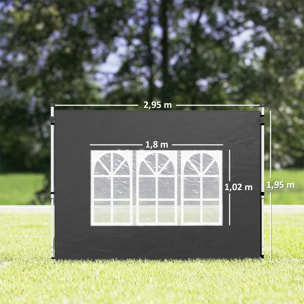 Lot de 2 parois latérales pour tonnelle 3 x 3 m ou 3 x 4 m - bâches de barnum 295 x 195 cm noir