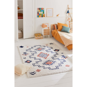 Tipi - tapis chambre d'enfant style berbère à poils longs à motif multicolore