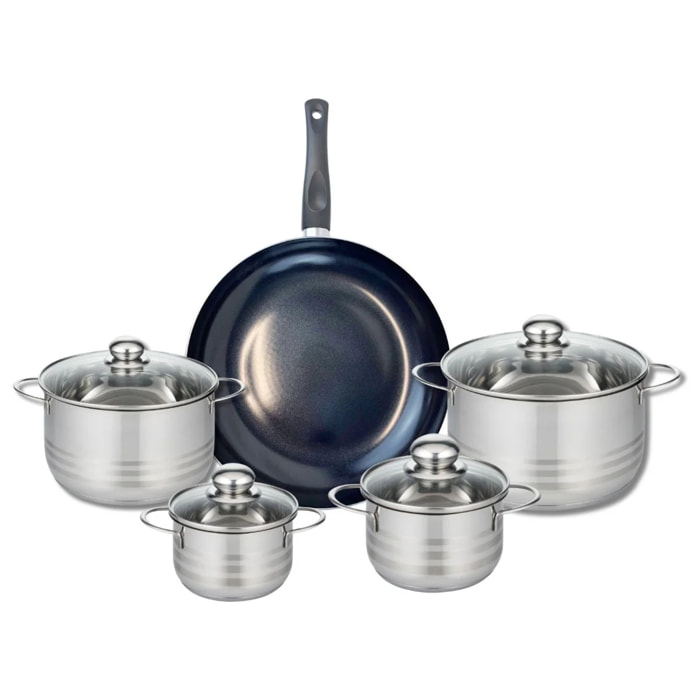 Ensemble de 1 Poêle de cuisson 32 cm et 4 faitouts 14, 16, 20 et 24 cm Elo Prima Brillant