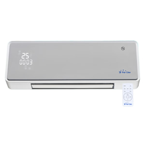 Chauffage soufflant 2000 W façade en verre argenté télécommande et minuterie