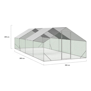 Enclos grillagé pour poules 24m² - 3x8m