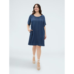 Fiorella Rubino - Vestido corto en denim Tencel™ - Azul