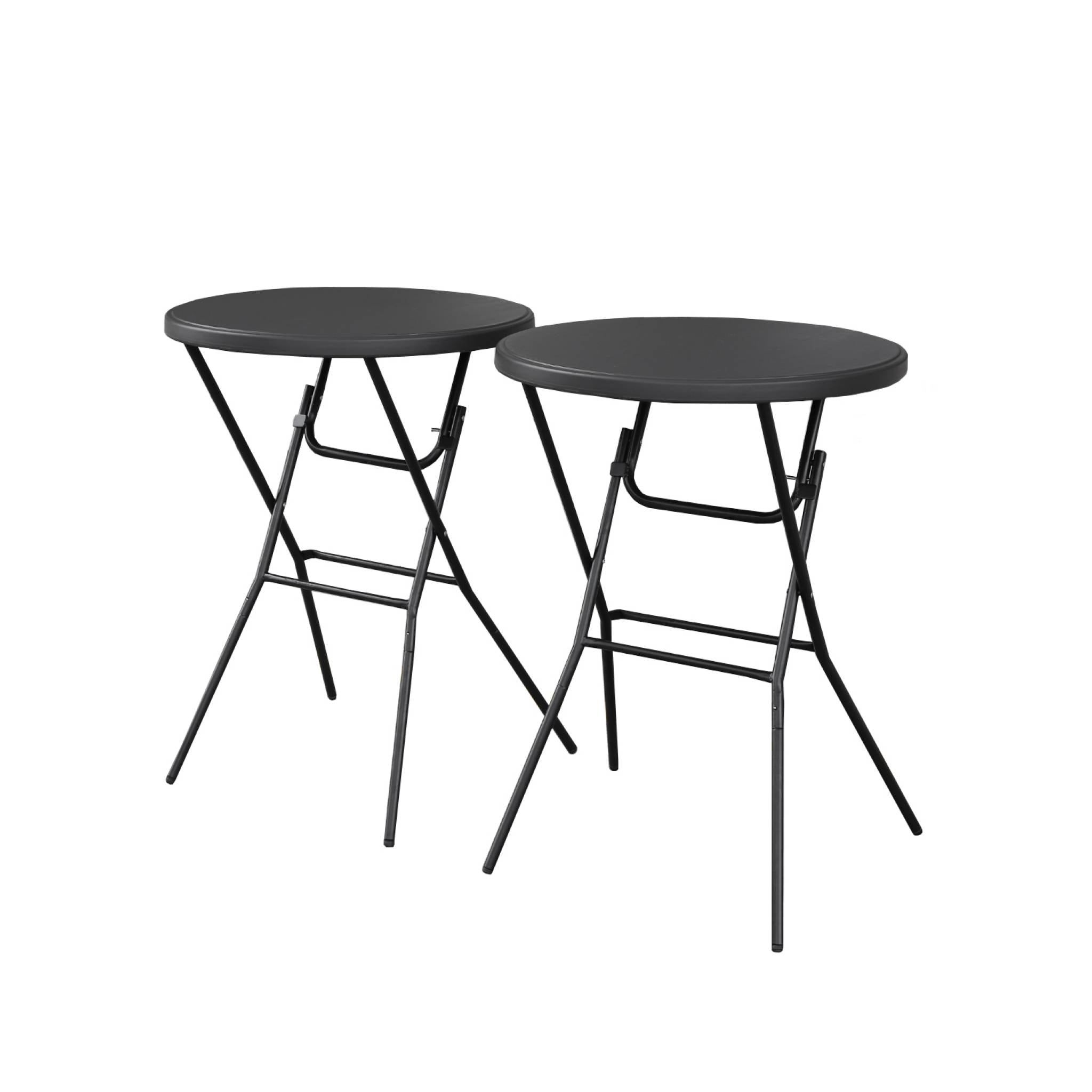 Lot de 2 tables hautes de réception – GALA – Mange debout. pliables. Ø80cm x 110cm. gris foncé