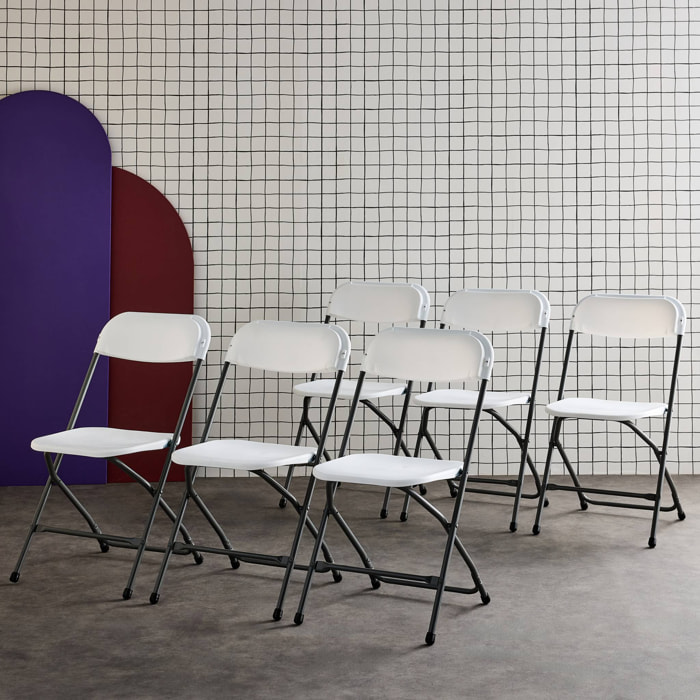 Chaises de réception pliantes – Fiesta – 6 chaises d'appoint en plastique et métal