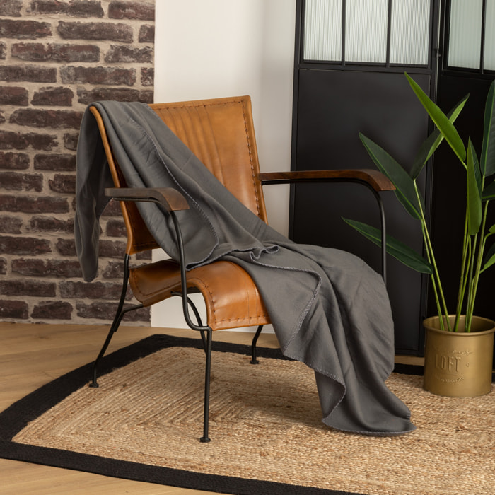 Plaid polaire gris ardoise 125x150cm