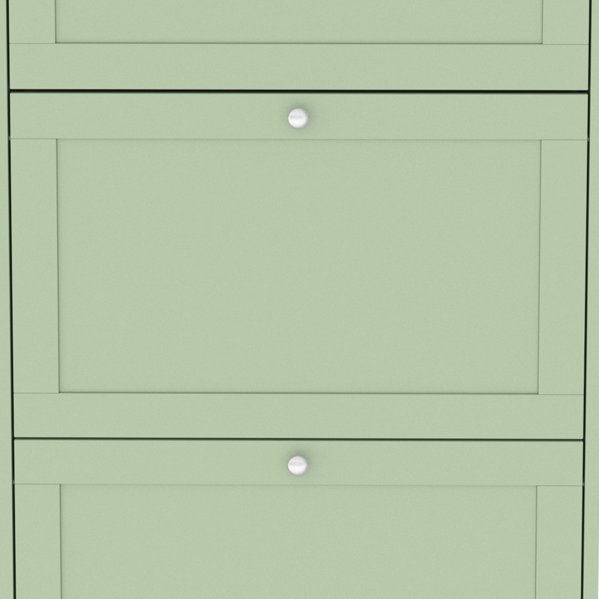 Meuble à chaussures 3 portes battantes style classique chic vert effet bois clair