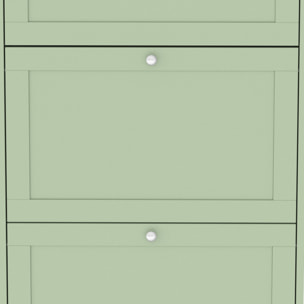 Meuble à chaussures 3 portes battantes style classique chic vert effet bois clair