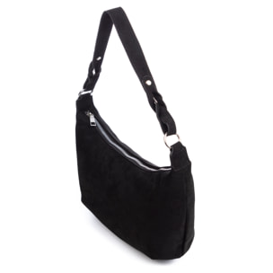 Atessa borsa a tracolla in vera pelle scamosciata.