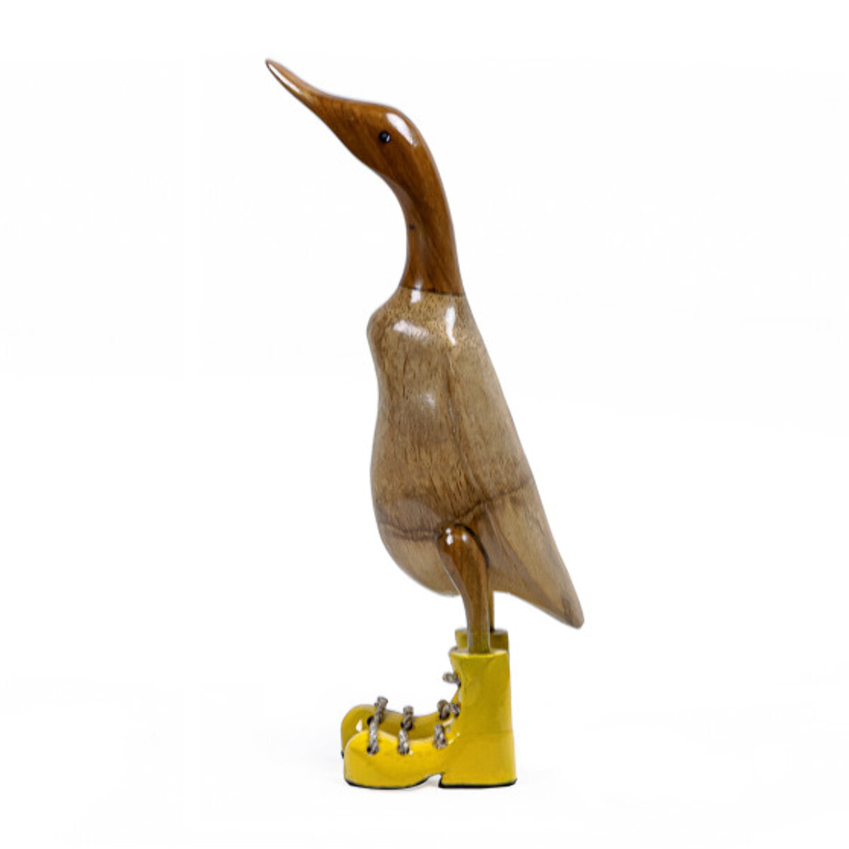 Statue H. 40 cm canard bottes jaunes en bois de teck - DUCK