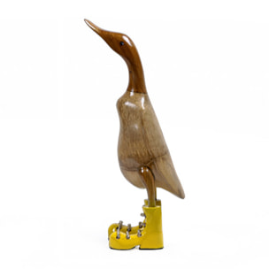Statue H. 40 cm canard bottes jaunes en bois de teck - DUCK