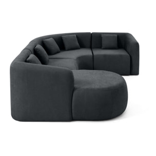 Ikare - canapé modulable d'angle gauche - 5 places - avec méridienne - en tissu - Gris