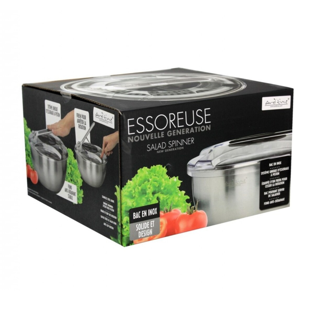 Essoreuse à salade à piston avec saladier