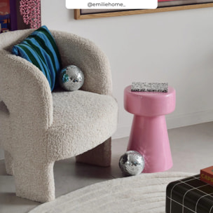 Table d'appoint ronde en métal rose D30 cm - Athéna