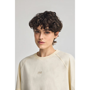 Maglietta ecrù Danae con logo ricamato