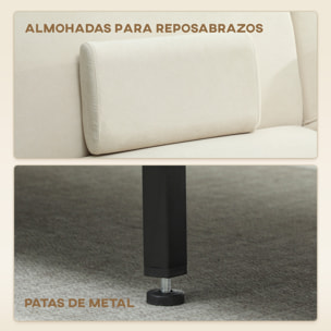 Sofá Cama de 3 Plazas con Mesa Auxiliar, 3 en 1, Sofá Cama Convertible con Respaldo Ajustable, Apertura Clik-Clak, 2 Almohadas para Reposabrazos y Patas de Metal, 196x86x81 cm, Beige