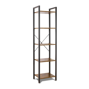 Wabi - Libreria scaffale a 5 ripiani in stile industriale, 40x30xH154 cm