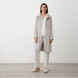 Bata polar capucha Yanu color gris Poliéster