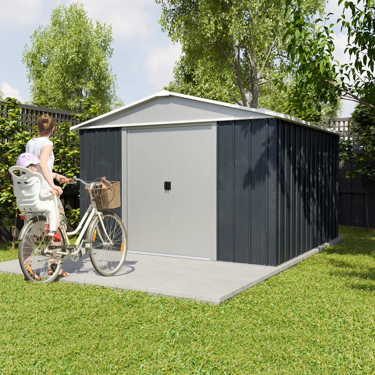 Abri de jardin métal anthracite Yardmaster 8,12 m² + kit d'ancrage