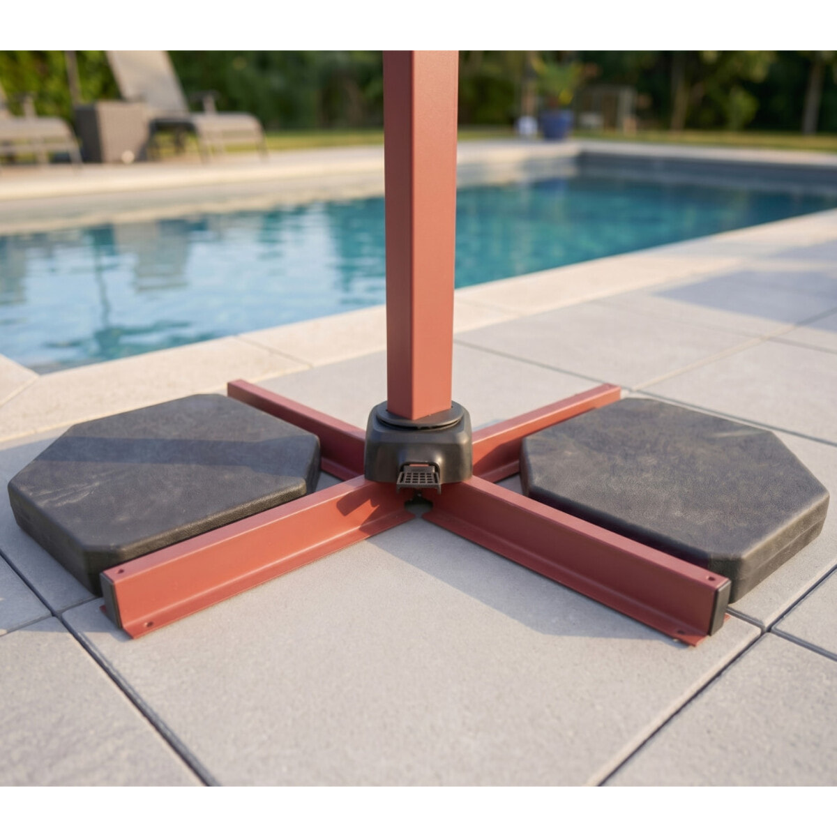 Parasol déporté 3.5x2.6m - terracotta et lin - DIAMANT