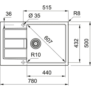 SIRIUS - 2.0 S2D 611-78 Tectonite® Evier à encastrer avec bac XL Noir