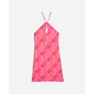 Vestido corto sin mangas y cuello halter