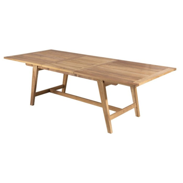 FUN - Table de jardin 8/10 personnes - rectangulaire scandi extensible 180/240x100x75 cm en bois Teck