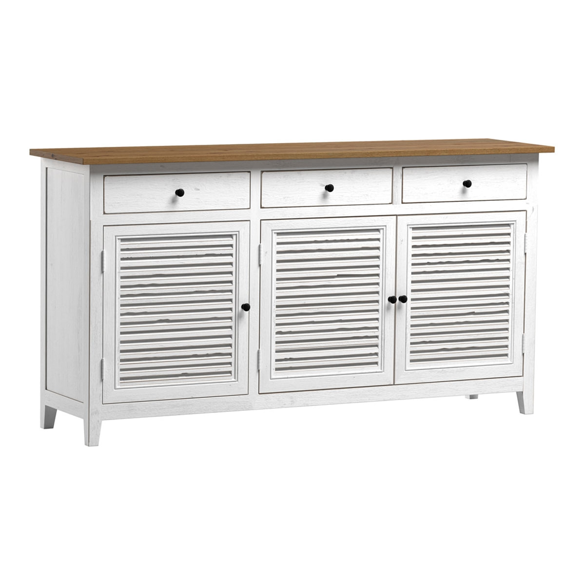 Buffet en bois recyclé blanc effet vieilli - Casa