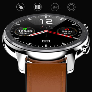 Smartwatch L11 con ECG, sfigmomanometro e O2. modalità sportive. Notifiche dell'app. Cinturino in pelle