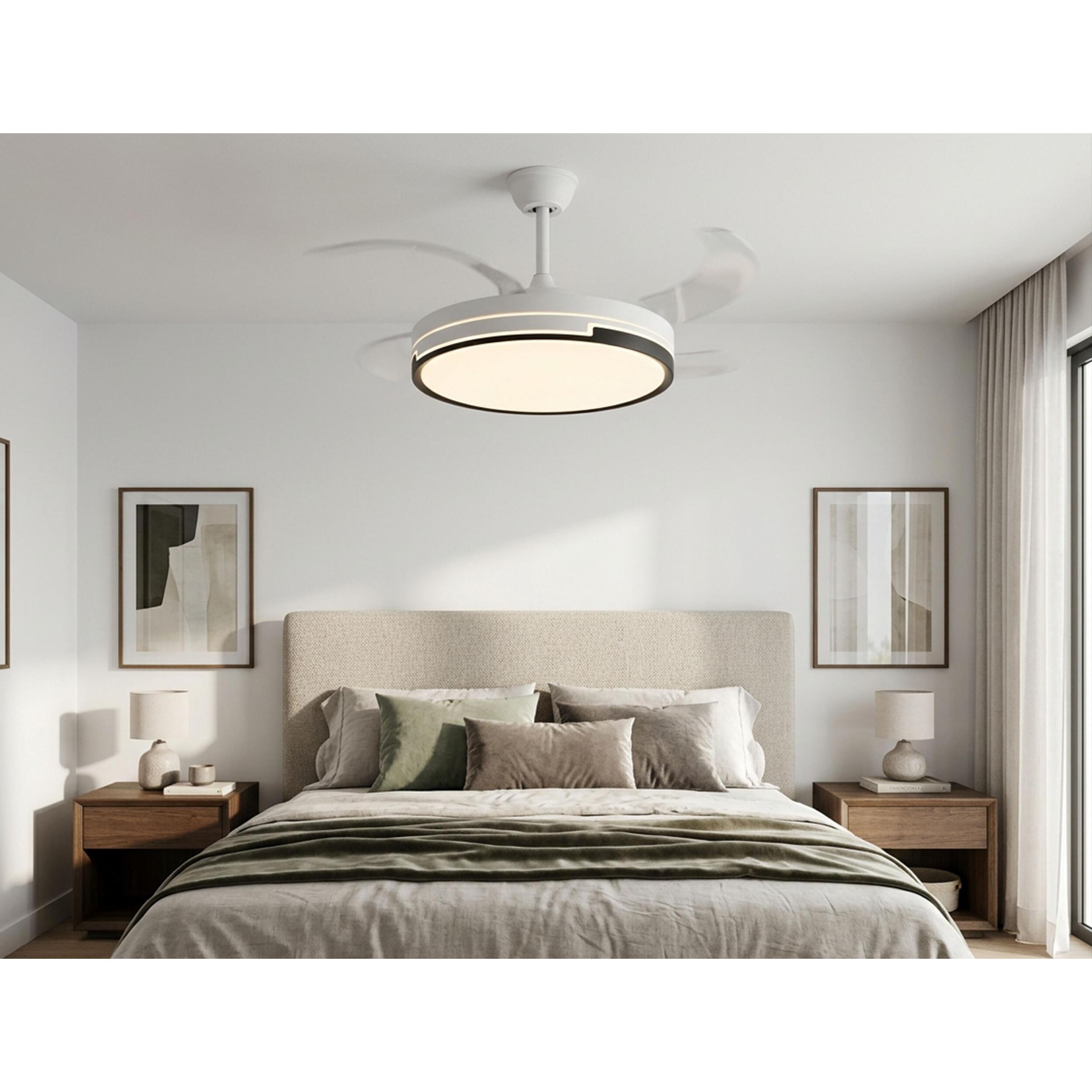 Ventilateur de plafond rétractable avec lumière LED et minuterie