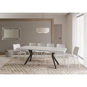 Mesa extensible 80x120/204 cm Dolcezza fresno blanco patas antracita