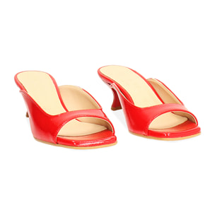 Mules rosse in naplak, tacco 5 cm
