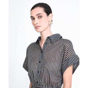 abito camicia a righe con cintura