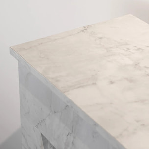 Bellini - Camino Elettrico Da Terra con Effetto Fiamma 96x96x35 cm in Legno Effetto Marmo Bianco