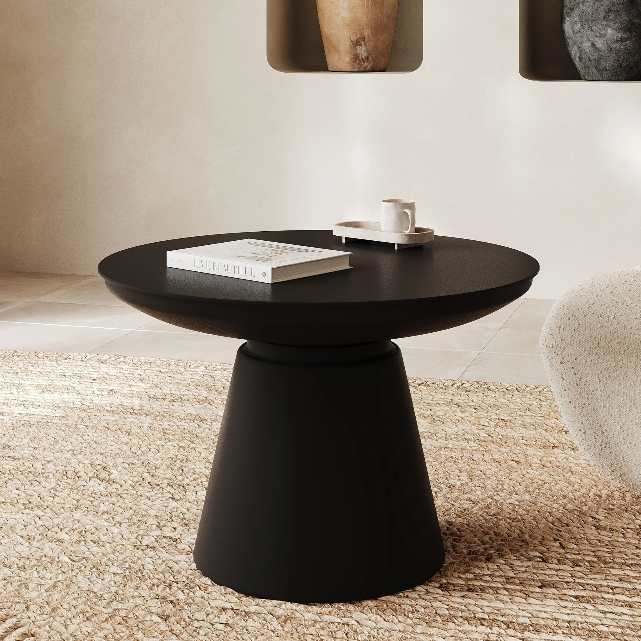 Table basse ronde en métal noir D60 cm - Gomez