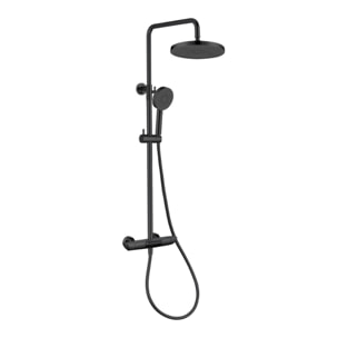Ensemble bain/douche 3 jets avec mitigeur thermostatique baignoire + douche de tête + douchette à main, noir mat (SATSSTVKC)