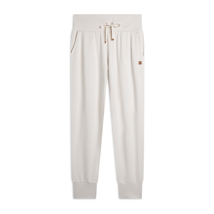 Pantalone jogger donna comfort con vita alta e maxi polsini