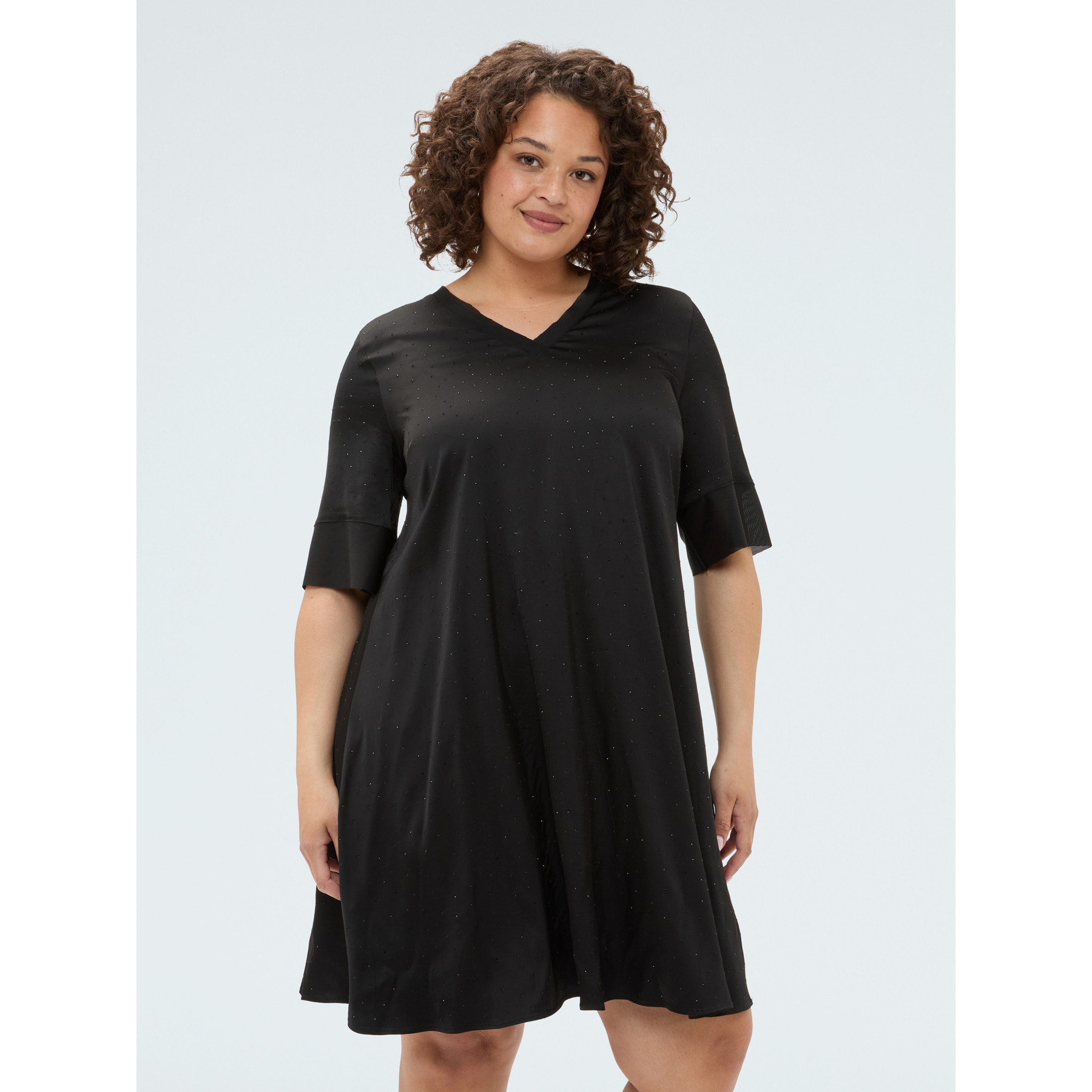 Fiorella Rubino - Vestito in raso con punti luce all over - Nero